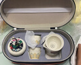 瓷牌茗茶具（cipaiming teaset）旅行茶具套装户外便携式陶瓷快客杯一壶四杯办公室功夫茶壶泡茶 白古茗1壶4杯+罐盘+棕皮包+巾夹 实拍图