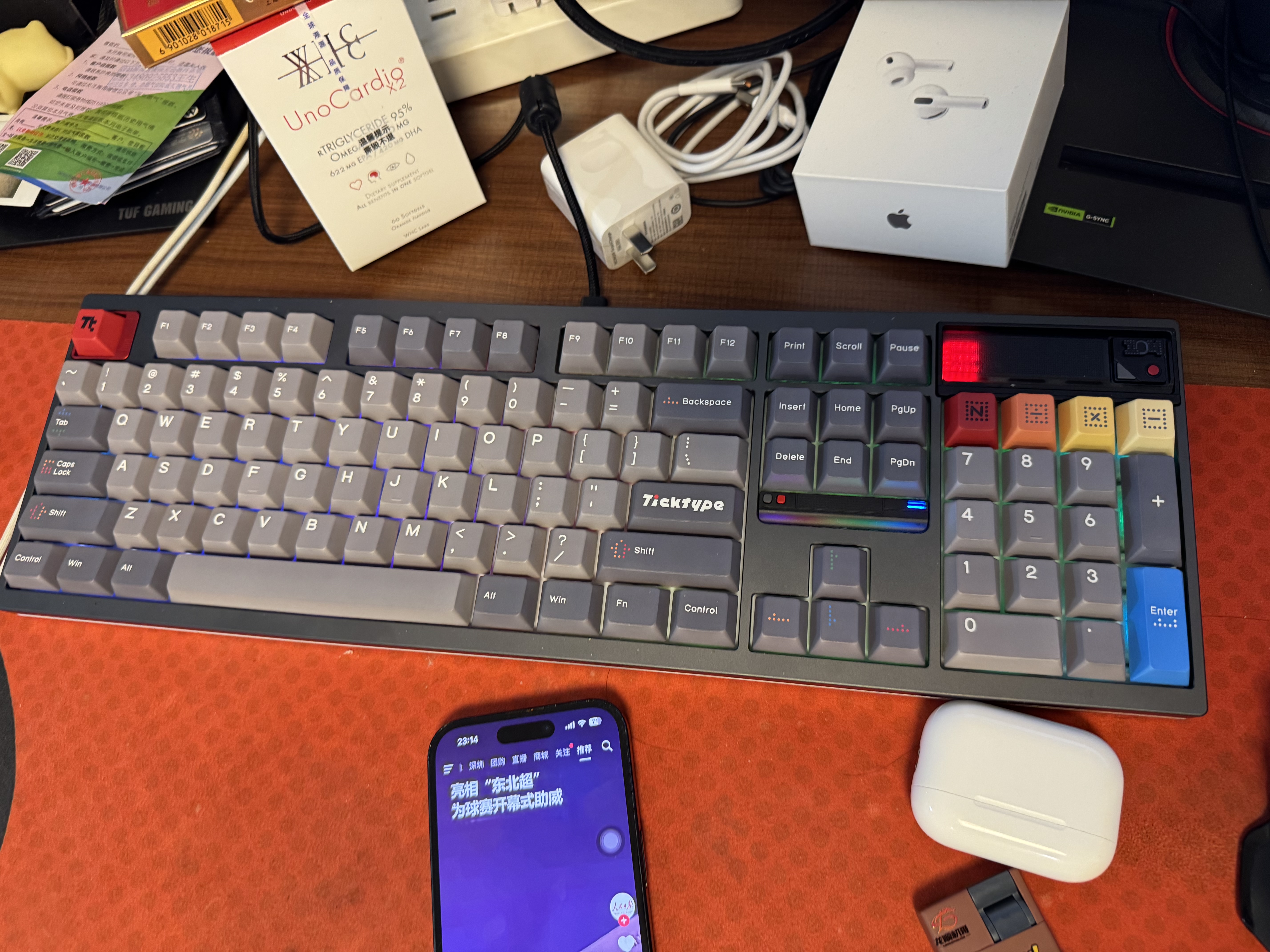 TickType塔塔次方机械键盘DP104三模2.4G蓝牙HiFi成品办公学生游戏铝坨坨无畏契约三角洲 PP静轴魔方灰 实拍图