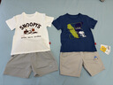 史努比（SNOOPY）【2件装】童装儿童短袖T恤男女童纯棉夏装 靛蓝字母+白干杯 120 实拍图