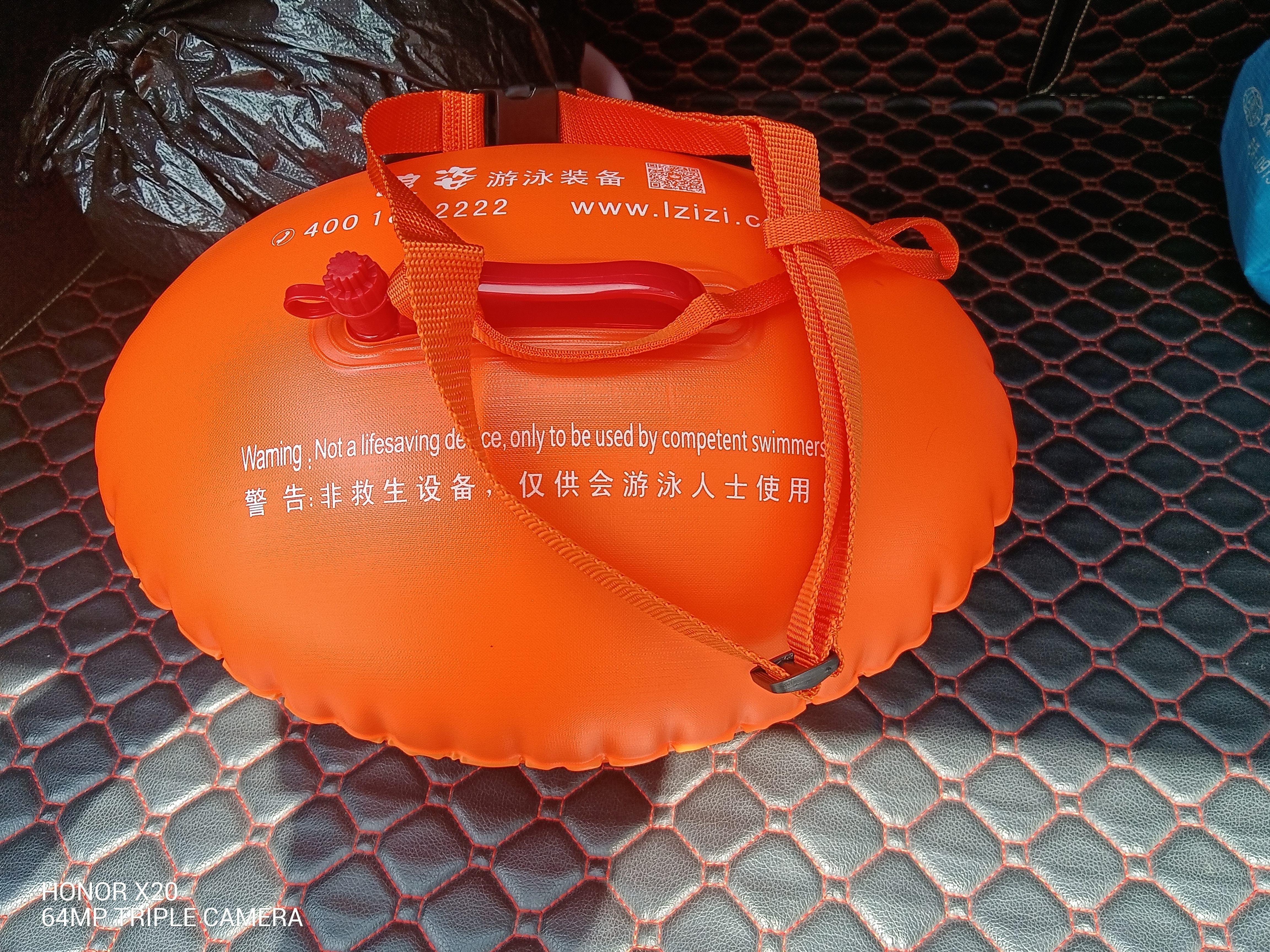 浪姿（LangZi） 跟屁虫成人双气囊加厚游泳浮标户外安全救生球非储物冬泳浮漂 橘色高级航空气嘴F803 实拍图