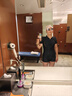 李宁（LI-NING）泳衣女连体平角游泳衣女士专业运动保守显瘦温泉泳装7561黑金XL 实拍图