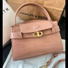CHARLES&KEITH鳄鱼纹凯莉包手提斜挎婚包包女包生日礼物送女友CK2-50270880-1 BLUSH浅红色 S 实拍图