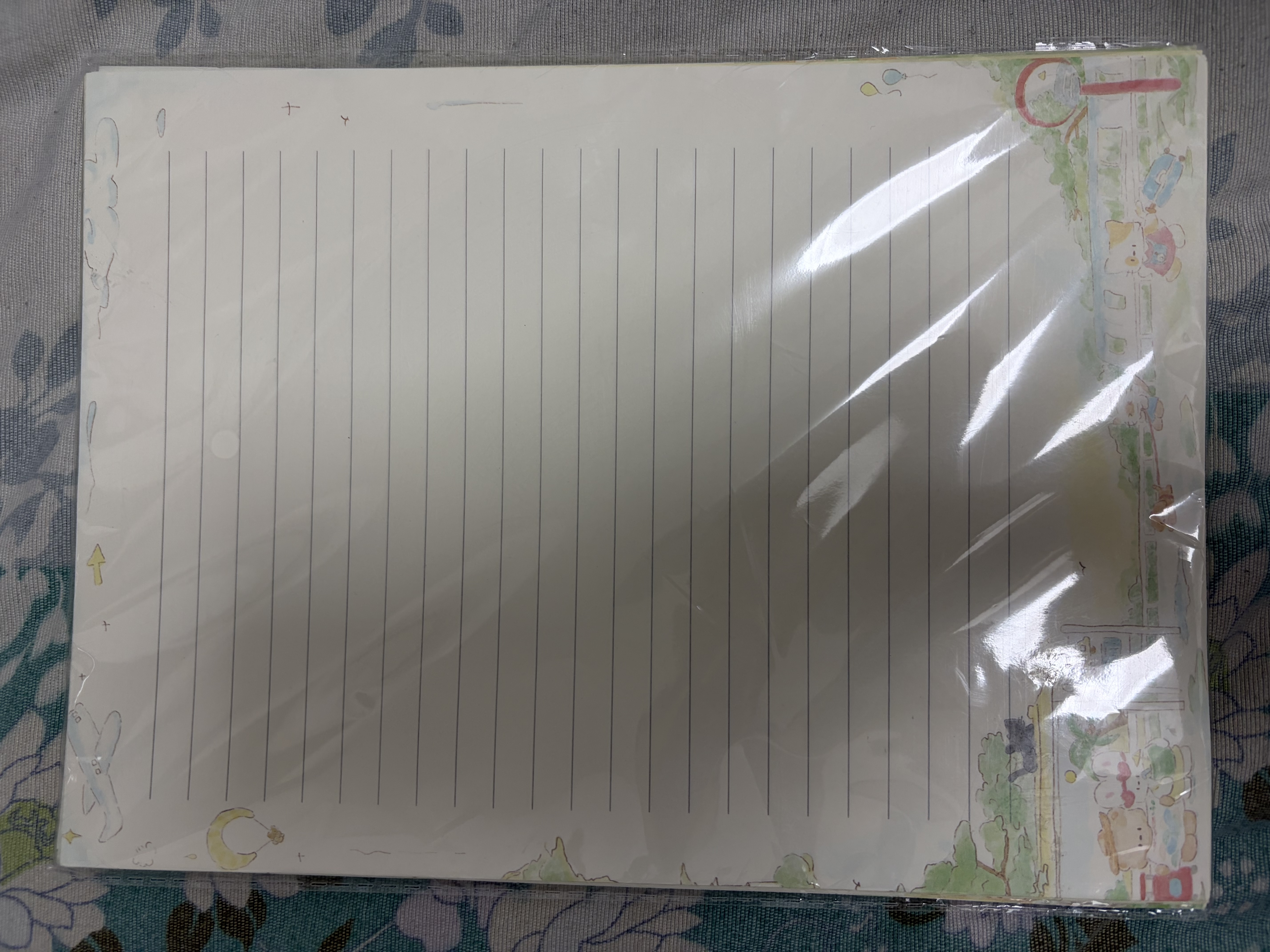 NVVA4学生信稿纸信封彩色卡通信纸印花信纸文稿纸练习本子手写信签纸带横线50张+信封 10个 XZ-T01 实拍图