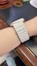 MSSM适用苹果手表表带S12/S11 Apple iWatch手表磁吸表带S10/9/8/SE3/Ultra4硅胶表带 茶白配蓝38-42 实拍图