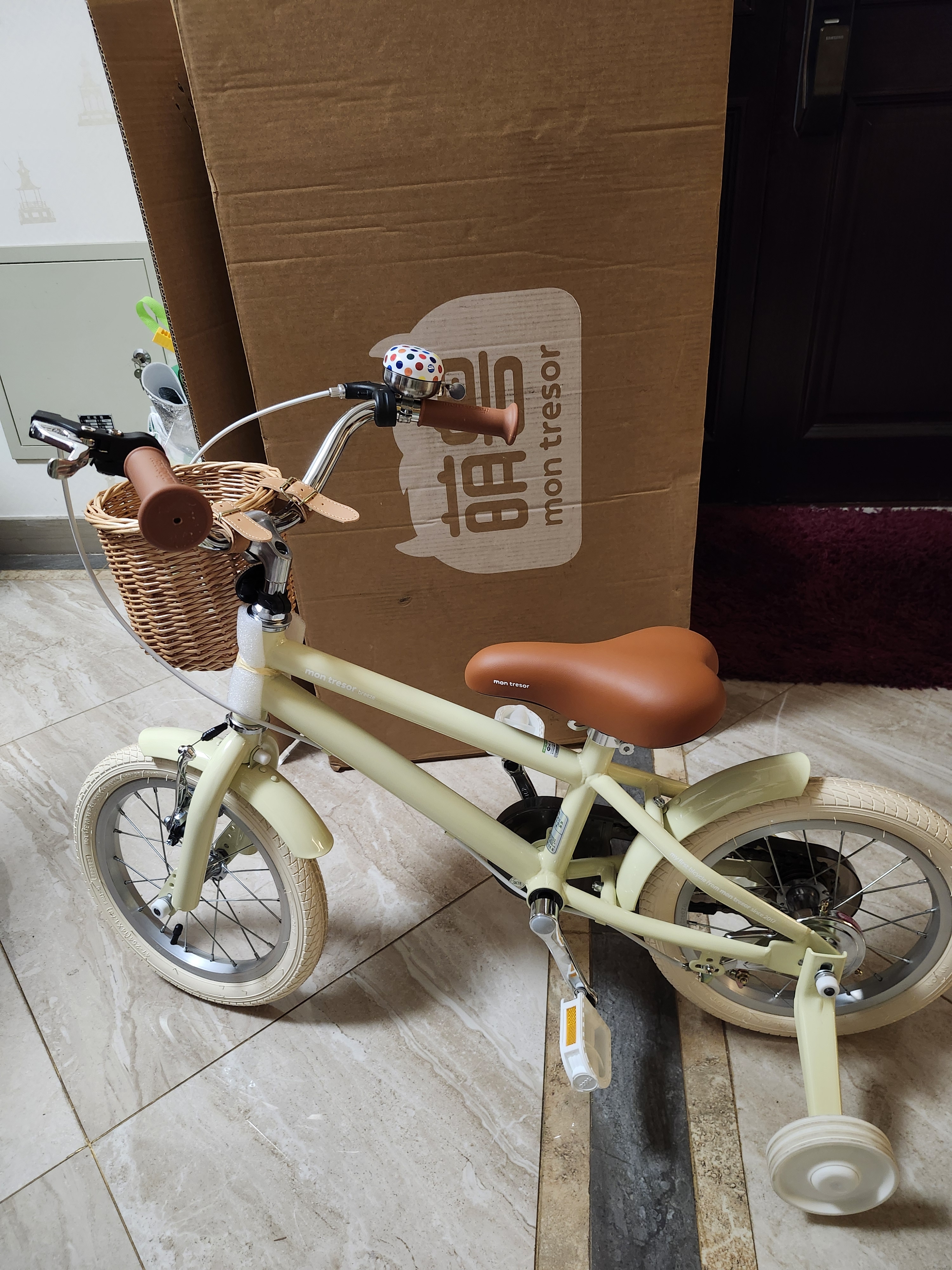 Montresor萌兽儿童自行车男孩女孩中大童3-6岁8-12岁脚踏单车香草黄 14寸  实拍图