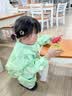 爱宝适宝宝连体罩衣吃饭防水防脏婴儿爬行辅食围兜儿童围裙爬爬服 G038 实拍图