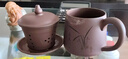 君礼轩紫砂杯宜兴手工四件套茶杯茶水分离功夫茶具礼盒装刻绘山水400ml 实拍图