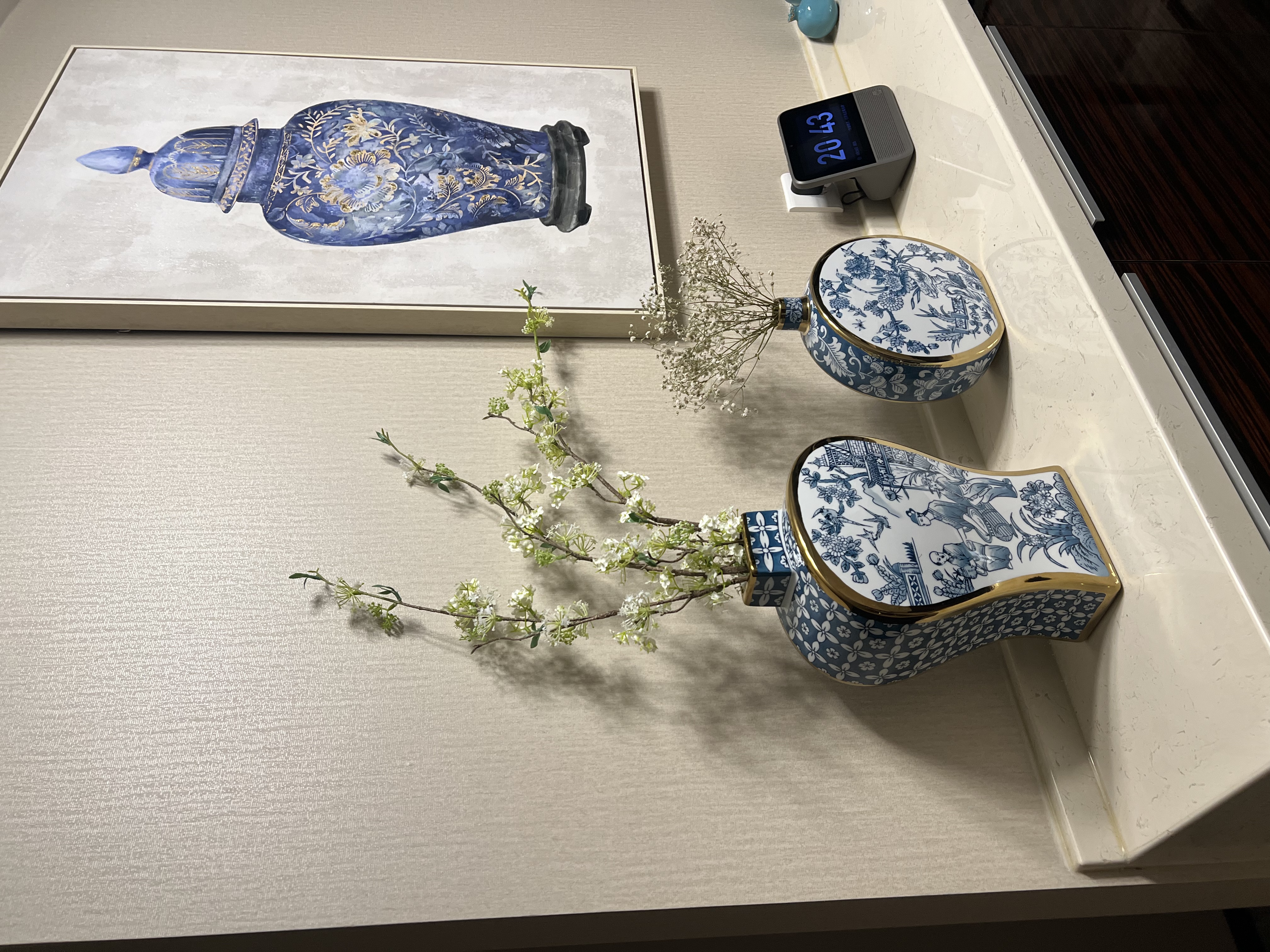花沃里雪柳仿真花 年宵花高档仿真花客厅装饰绿植花卉桌面摆件白色3支装 实拍图