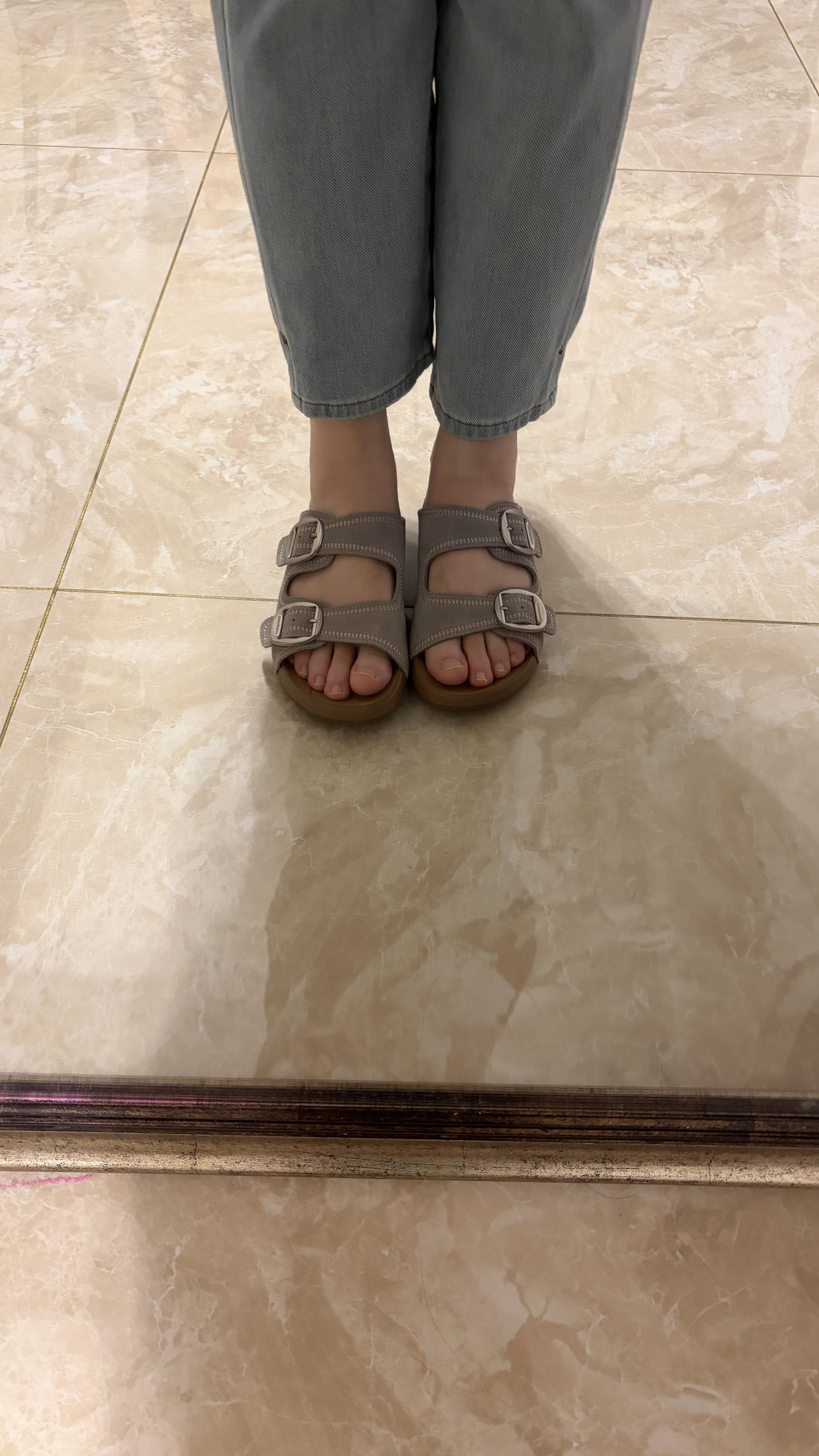 百丽【张凌赫同款】勃肯拖男26夏商场QQ吐司拖9CG01BT6预售 灰色（女款） 38 (240mm) 实拍图