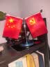 五星红旗摆件车内中控台办公桌会议室红旗摆件小红旗车载摆件 银色不锈钢车旗【双面】+防滑垫 实拍图