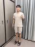 猫人（MiiOW）男士睡衣100纯棉新疆棉纱2026新款夏季短袖长裤两件套薄款家居服 杏色/推荐款 【粗感棉纱舒适安心】 L 【推荐体重120-140】 实拍图