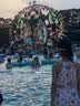 佑游儿童泳衣女孩连衣裙泡温泉中大童游泳装三件套35281清新小橘花135 实拍图