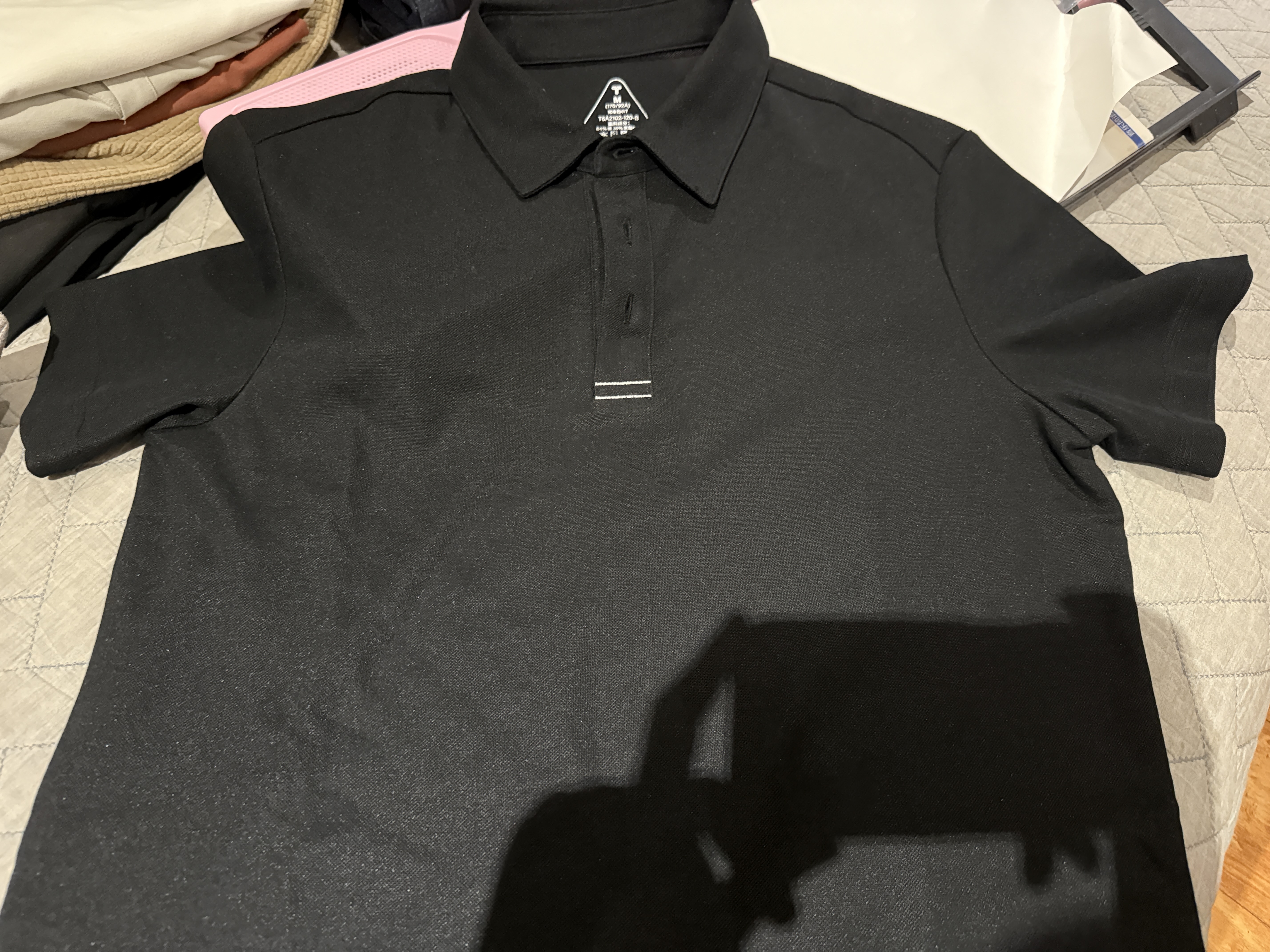 拇指白小T【冰玉POLO衫】凉感抑菌男女士短袖夏商务翻领休闲 墨黑 M 实拍图