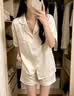 LULU CARTER甜美风波点真丝睡衣2026夏秋季新款女士带胸垫三件套家居服礼盒装 奶黄色-长袖长裤 （带可拆卸胸垫） L 建议100斤-120斤 实拍图