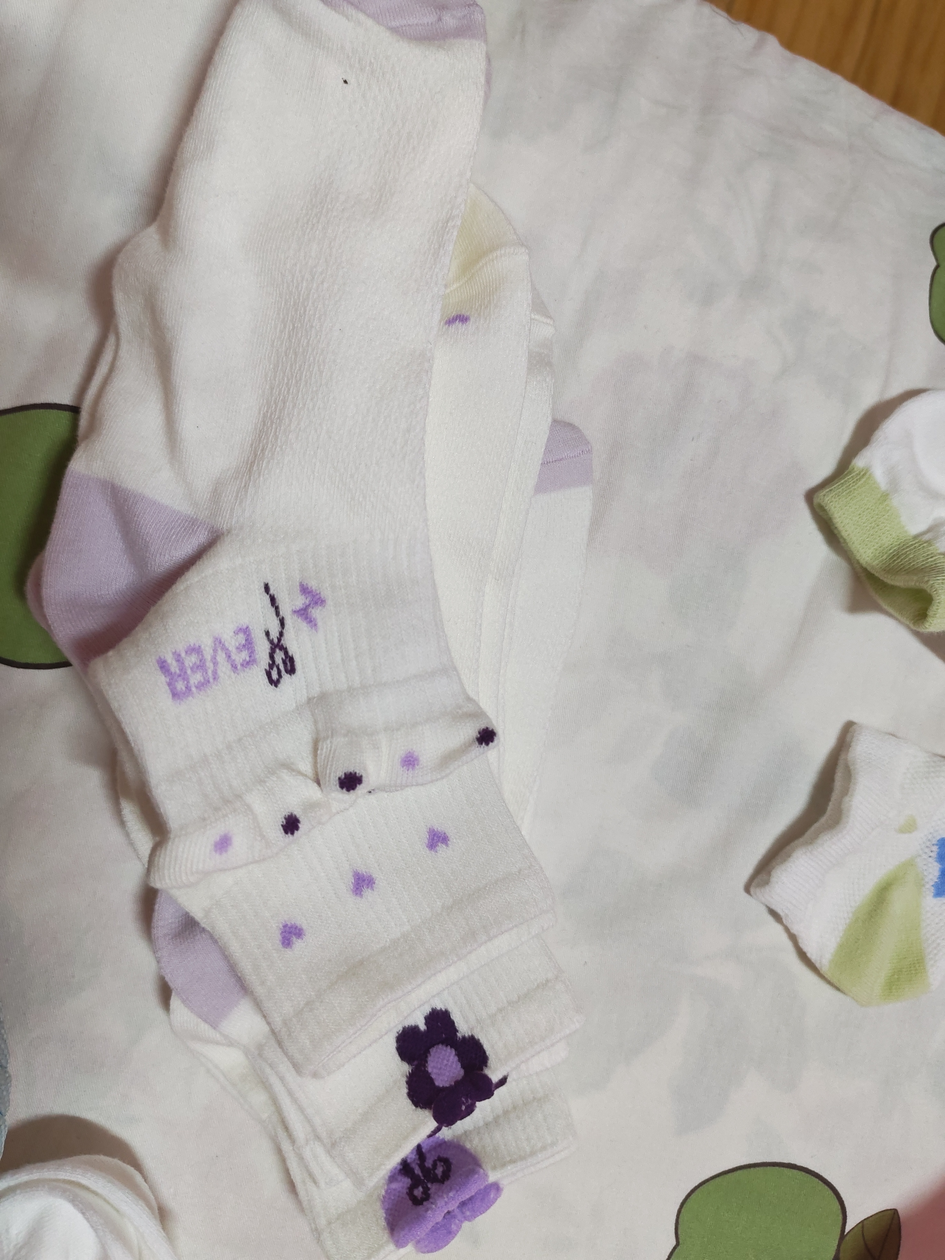 猫人【可爱印花6双】女士袜子女夏季薄款紫色网眼防臭抗菌透气短袜 实拍图