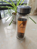 希诺抗菌玻璃杯双层防烫办公车载水杯男高档泡茶杯子XN-9607K 410mL 实拍图