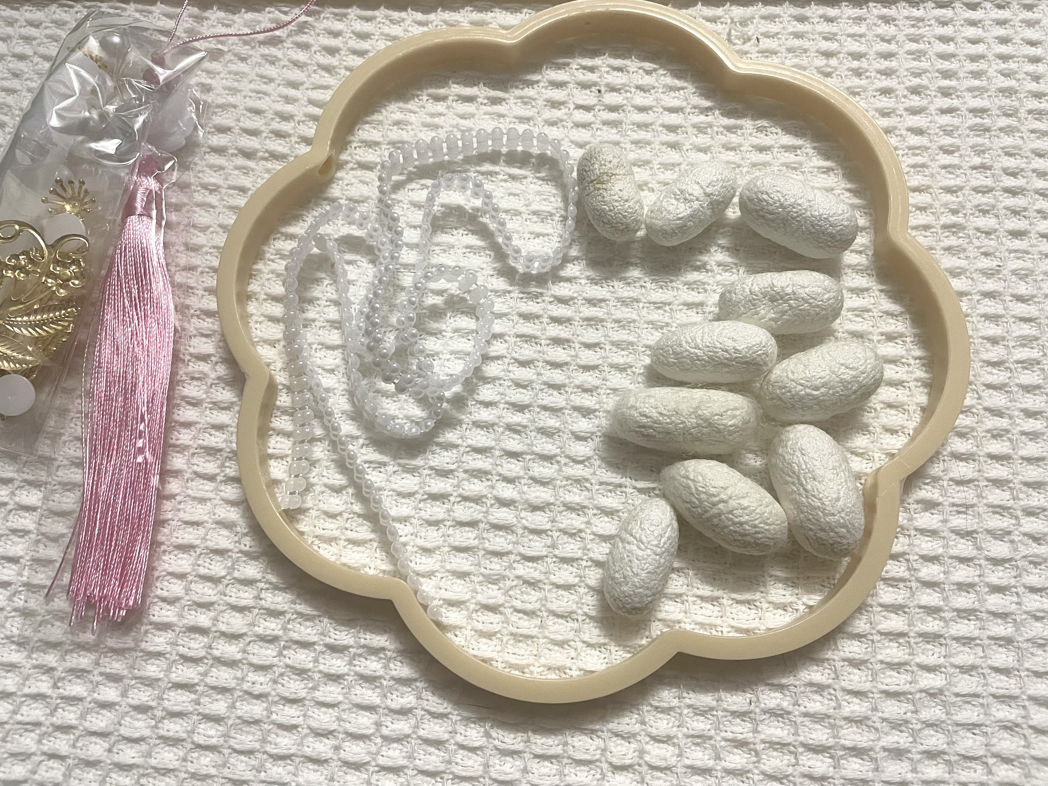 威尔基手工DIY蚕丝扇骨架材料蚕茧蚕丝扇子材料包制作扇架自制蚕丝扇框 【全套材料包+蚕茧】八瓣海棠框 实拍图