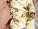 贝瑞加（Babyprints）新生儿连体衣2件装婴儿纯棉衣服四季护肚爬服初生宝宝内衣 黄熊52 实拍图
