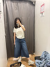 优衣库牛仔裙裤/水洗产品女装阔感裙裤26春夏新款488694 488694/65宝蓝色 22 /150/56A 实拍图