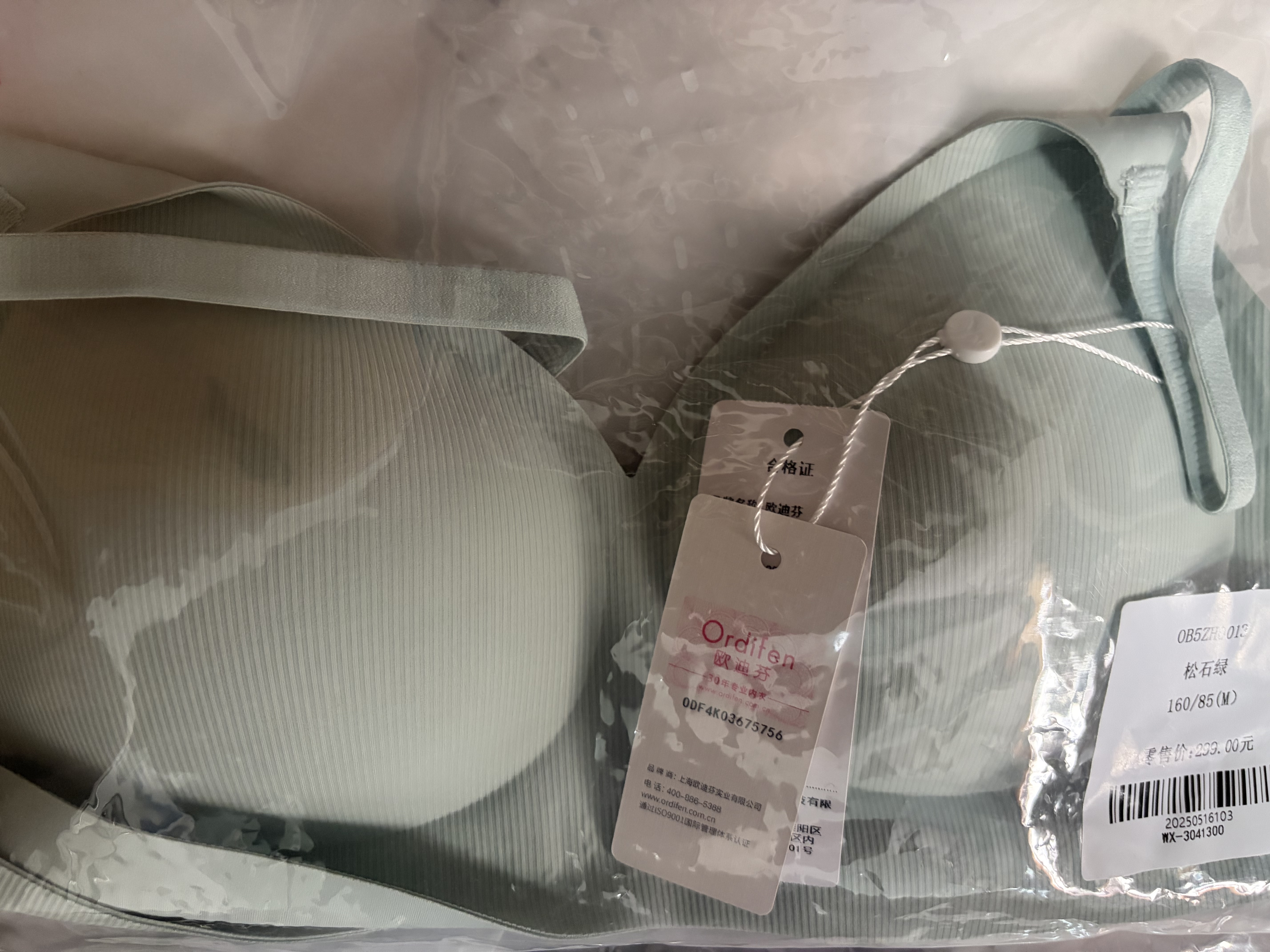 欧迪芬（Ordifen）内衣女无痕小胸显大聚拢防下垂遮副乳上托性感软支撑春夏薄款文胸 松石绿 M 【34/75ABC 建议体重95-105斤】 实拍图