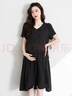 婧麒（JOYNCLEON）孕妇连衣裙夏款法式宽松小黑长裙子遮肚子孕妇装 黑XL Jly156790 实拍图