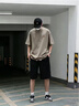 名创优品（MINISO）纯棉短袖男夏季男士t恤百搭潮流休闲长袖男款重磅220G复古半截袖 【220G精梳棉短袖】沙色(记忆便签胸标) L /175(售后专业有保障) 实拍图