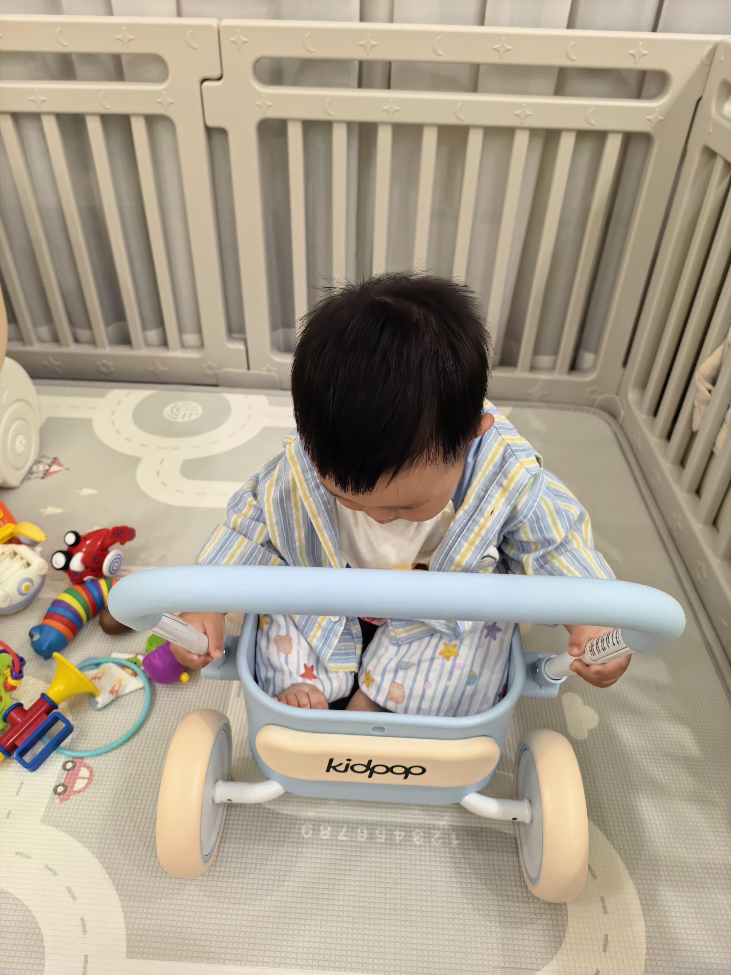 kidpop宝宝学步车可调速婴儿多功能手推车防侧翻助步车周岁礼物  雪库蓝 实拍图