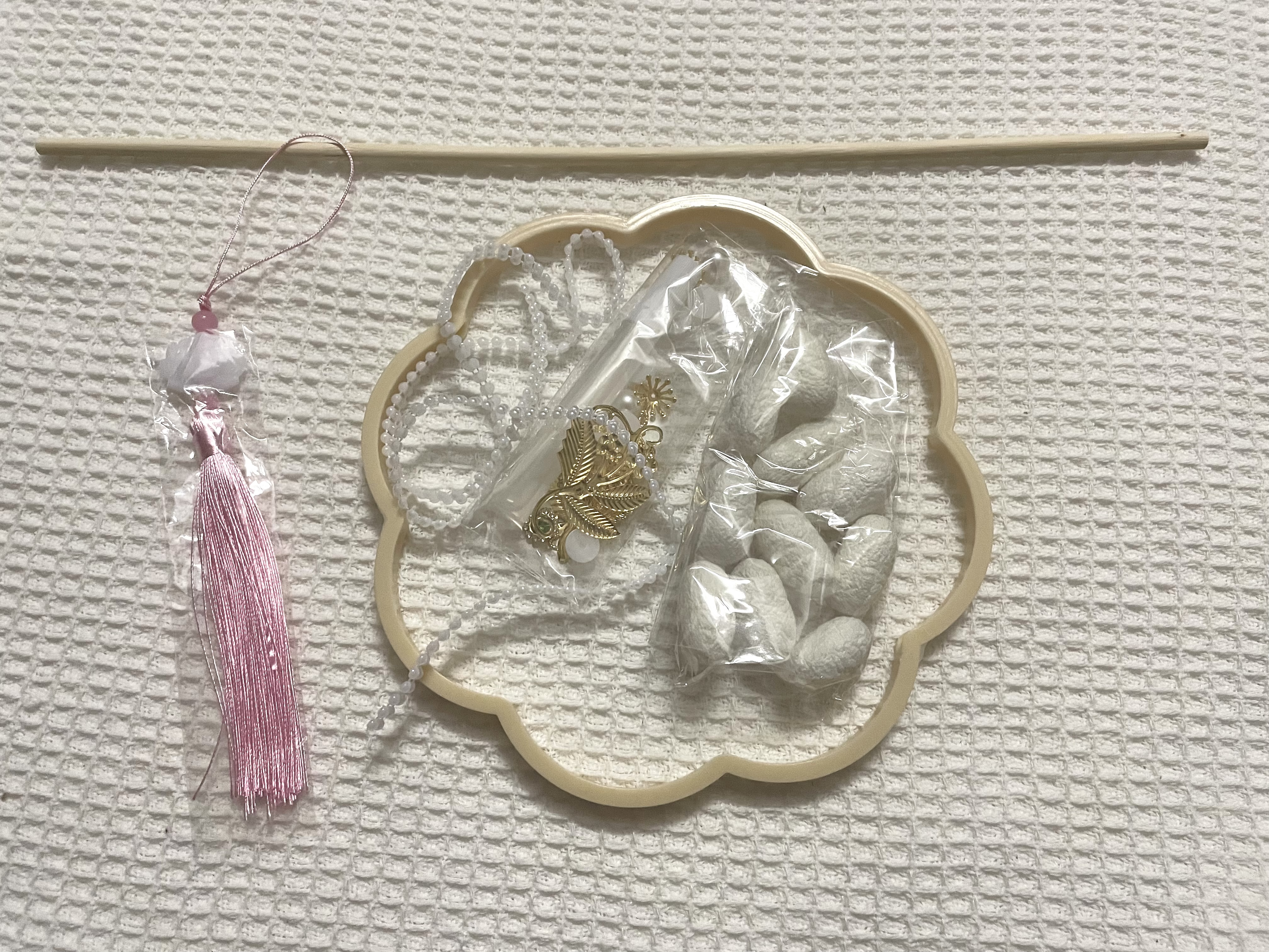 威尔基手工DIY蚕丝扇骨架材料蚕茧蚕丝扇子材料包制作扇架自制蚕丝扇框 【全套材料包+蚕茧】八瓣海棠框 实拍图