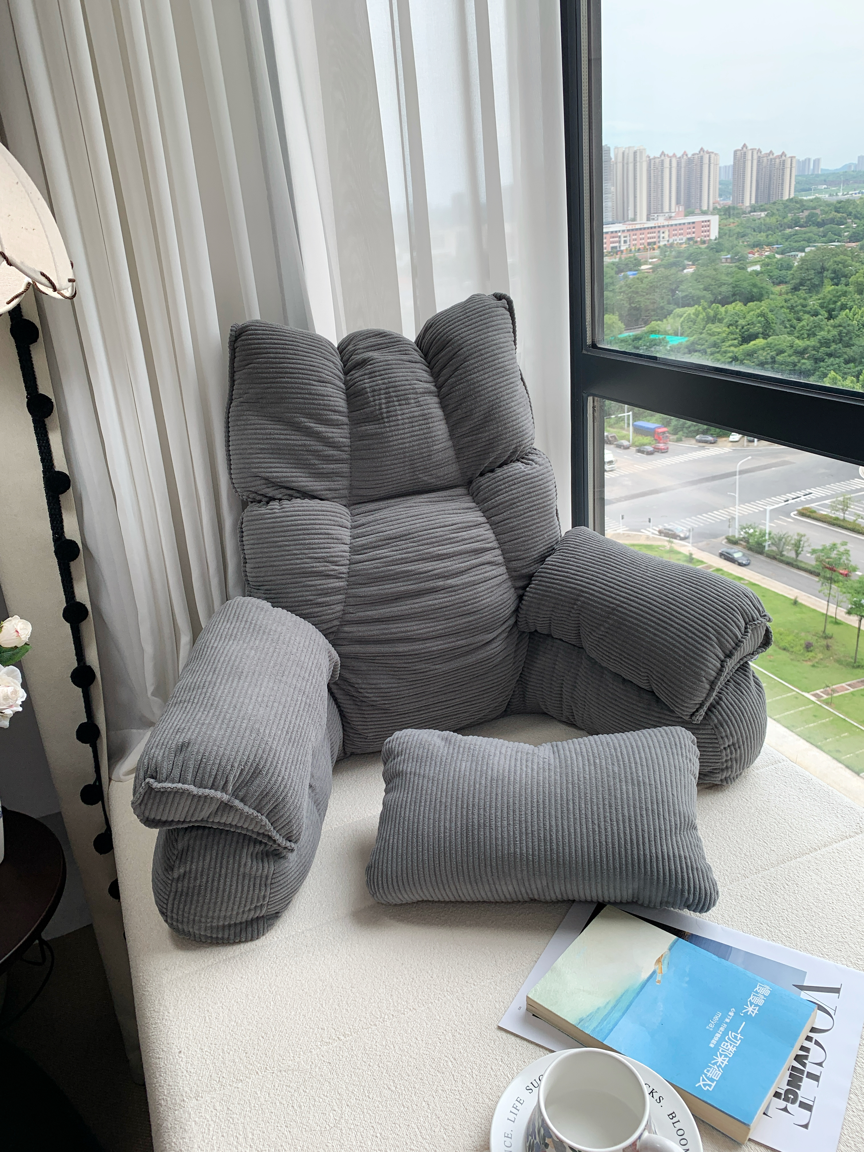 爱鹿特床头看书软包靠枕孕妇喂奶沙发靠垫飘窗护颈护腰靠背枕床上靠背椅 实拍图