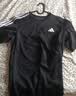 adidas纯棉休闲三条纹针织运动圆领正肩短袖T恤上衣男夏阿迪达斯   黑色/白   3XL 实拍图