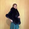 11-貂皮喜妈妈冬新娘狐狸毛披肩婚纱披风礼服旗袍皮草斗篷外套白 黑色（豪华版） 均码 实拍图