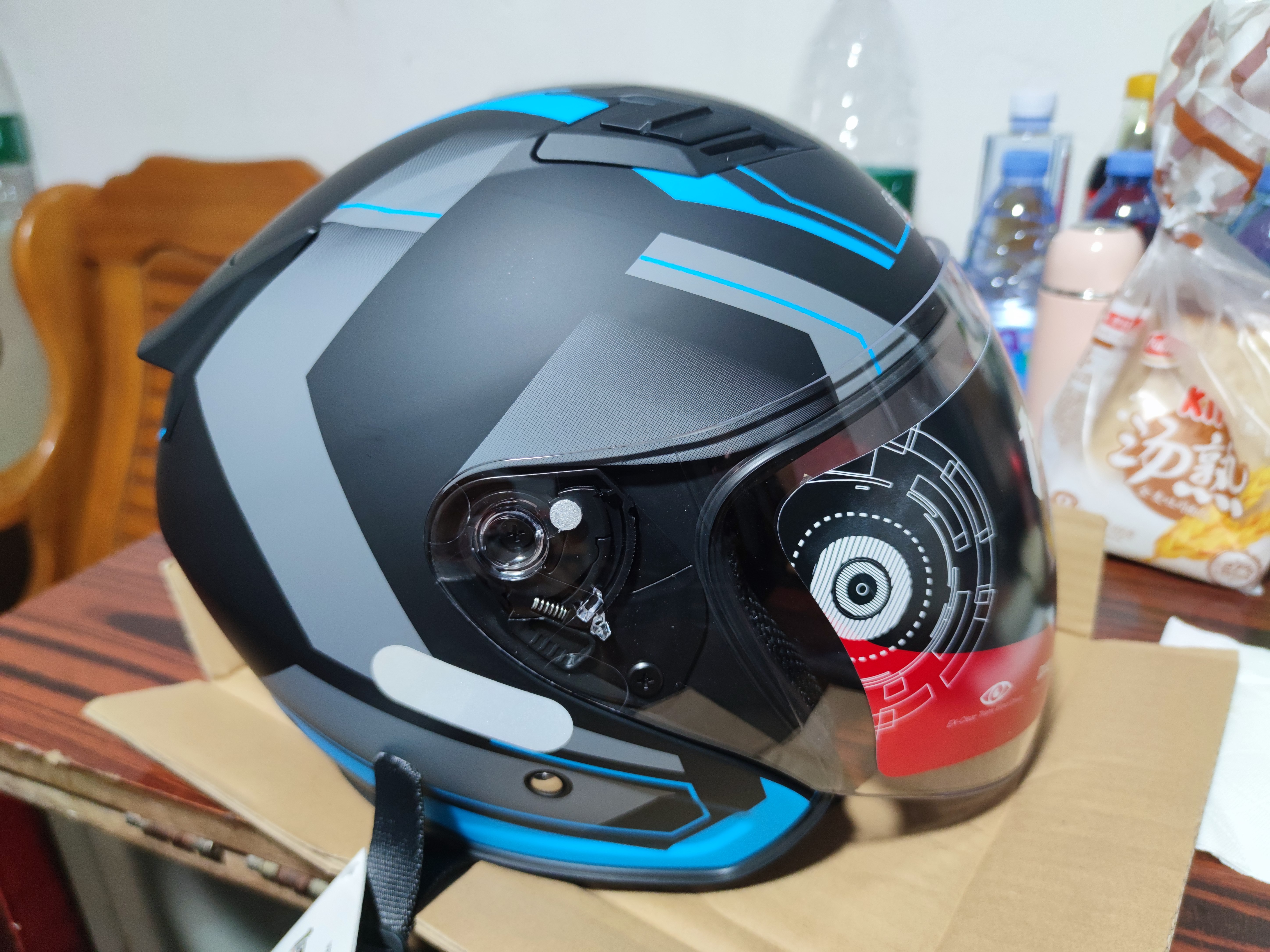 坦克（Tanked Racing）T536电动摩托车头盔半盔3C男女防晒安全帽 亚黑 幻界 L  实拍图