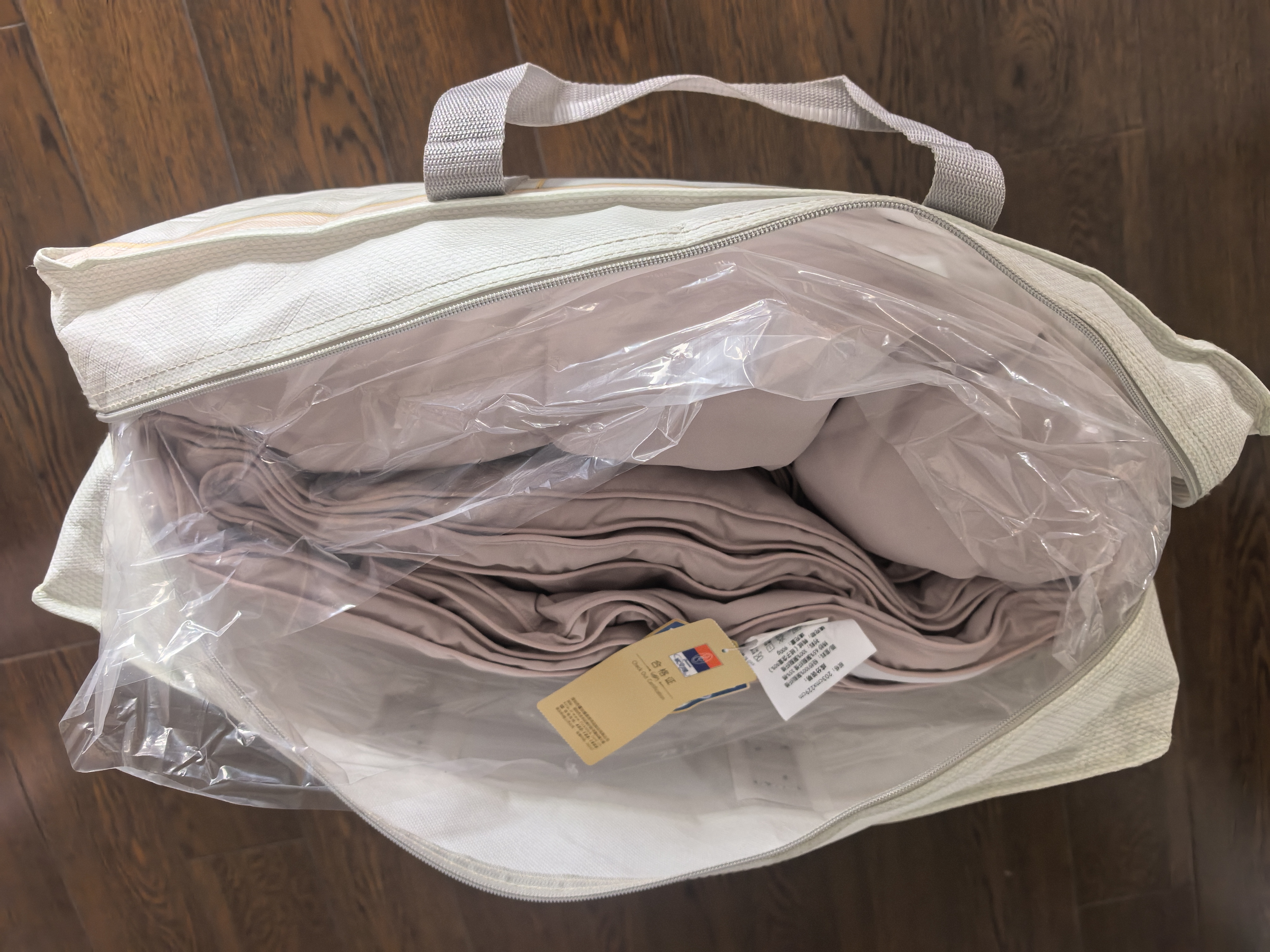 富安娜羽绒被 90%灰鸭绒被子冬被 双人冬季被芯900g填充 203x229cm 粉 实拍图