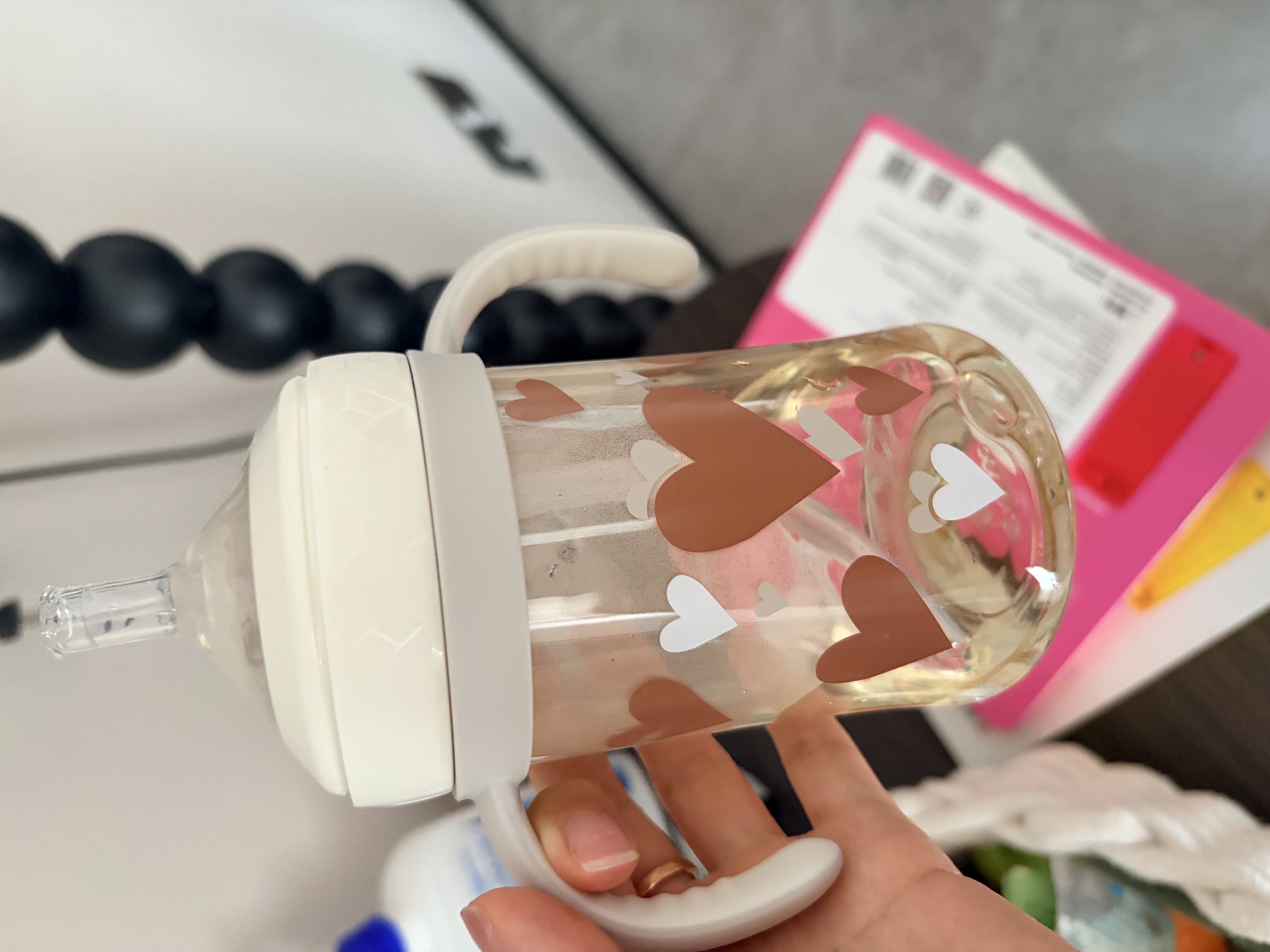 膳魔师（THERMOS）儿童水杯PPSU直吸学饮杯奶瓶婴幼儿牛奶杯十字防呛喝奶瓶宝宝水杯 【爱心】直吸学饮杯330ml  FCPC 实拍图