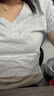 优衣库竹节纱V领T恤/短袖女装纯棉打底休闲百搭26春夏新款483460 483460/03灰色 XL 实拍图