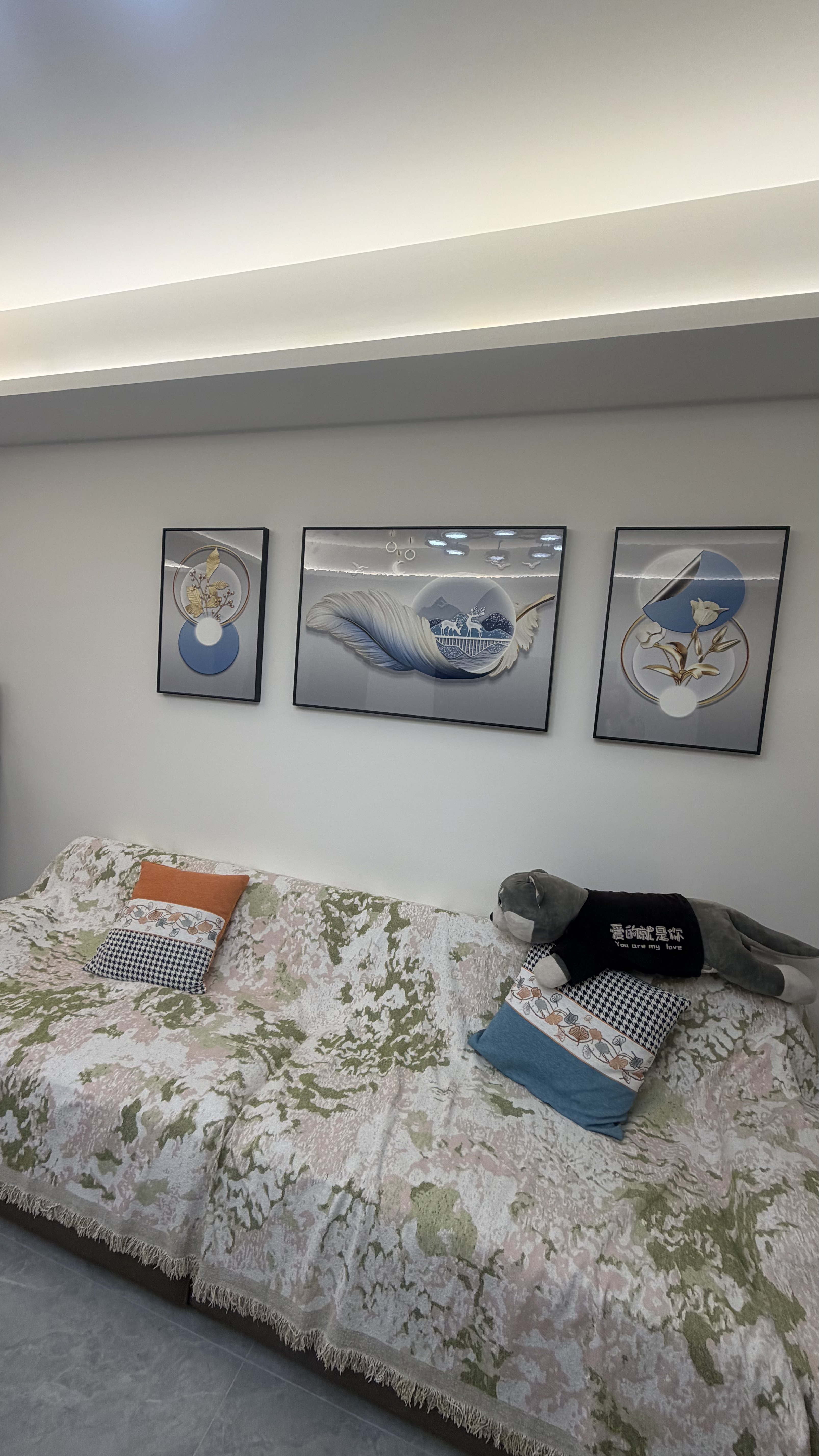诗六艺家饰客厅装饰画北欧现代简约沙发背景墙挂画三联画大气轻奢壁画晶瓷画 前程似锦（铝合金外框） 晶瓷画左右50*70+中间100*70亮面 实拍图