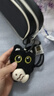 Murcia可爱呆萌抱小鱼大眼黑猫挂件毛绒玩偶情侣包挂件创意小黑猫钥匙扣 实拍图