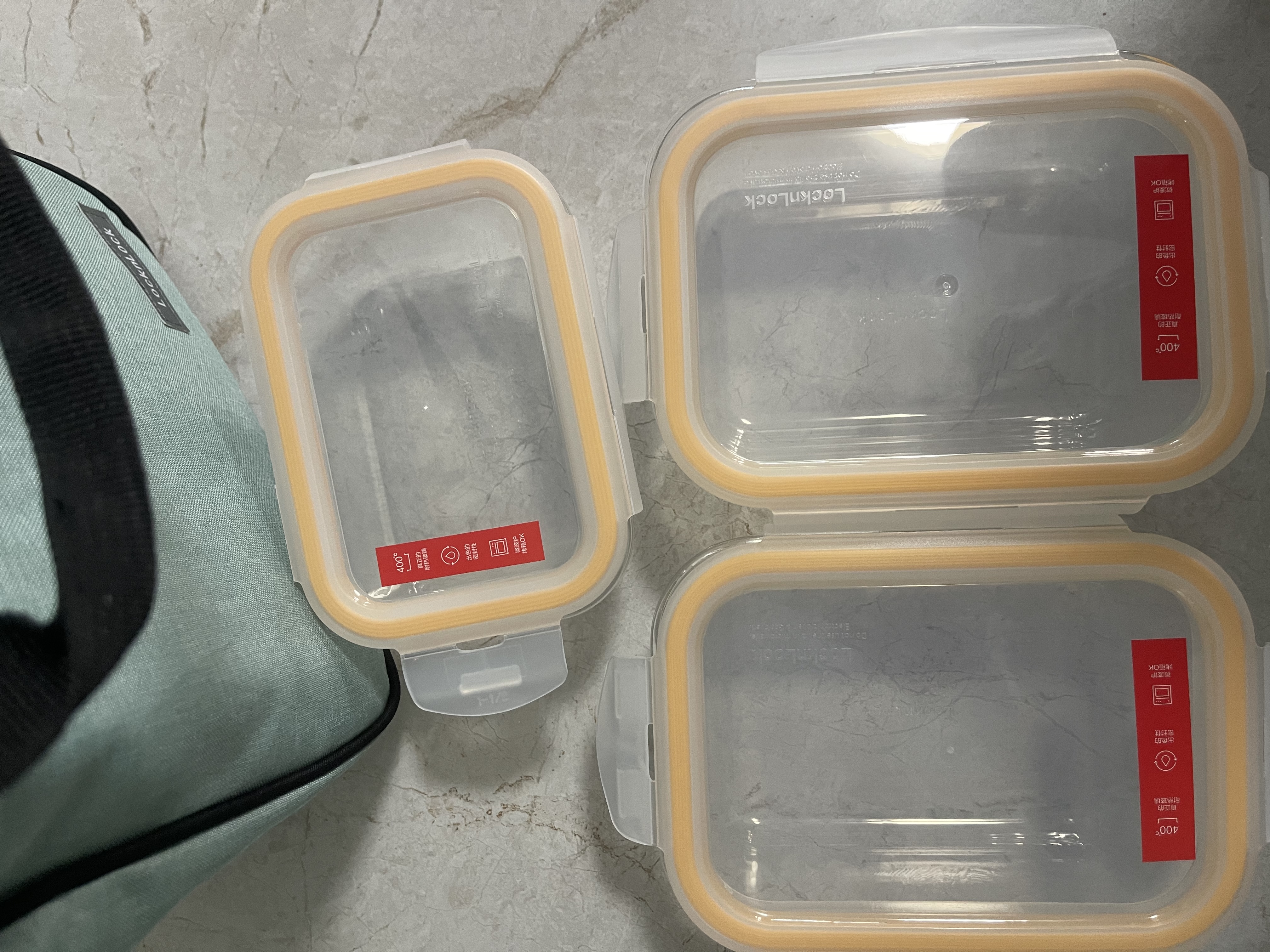 乐扣乐扣（LOCK&LOCK）耐热玻璃保鲜盒微波炉饭盒上班学生便当盒水果餐盒配便当包三件套 实拍图