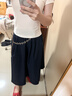 三彩【抗皱半身裙】纯色高腰A字裙伞裙长裙2026夏季新款通勤女裙 藏青色 S 155/64A 实拍图