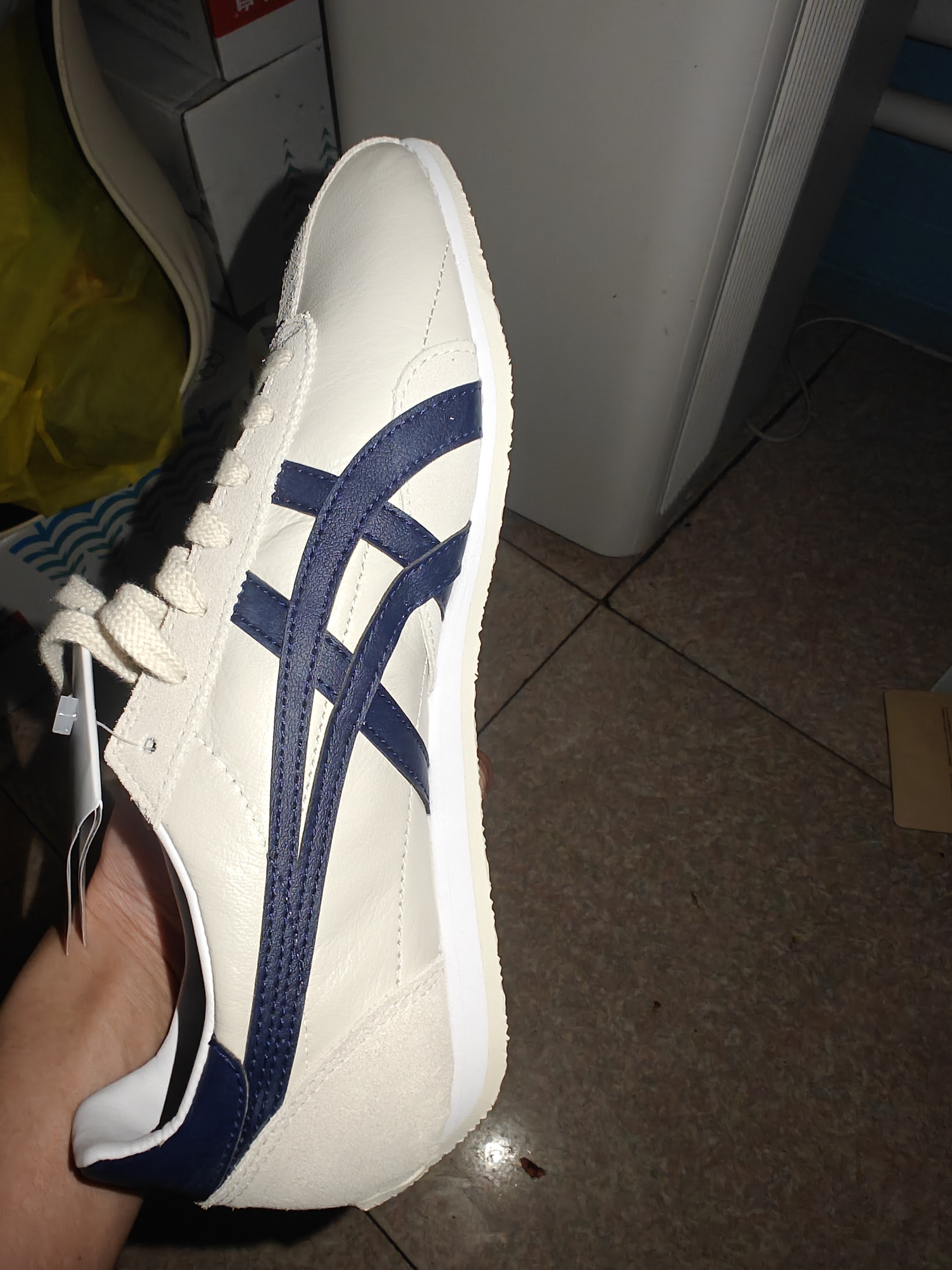 Onitsuka Tiger鬼塚虎男女款中性鞋子复古舒适运动休闲鞋男RUNSPARK 米色/蓝色-203 42 实拍图