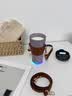膳魔师（THERMOS）便携电动搅拌杯咖啡杯新款陶瓷涂层车载办公室保温杯高颜值水杯子 膳魔师-极光紫【395ml】+咖色杯套 实拍图