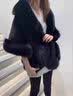 11-貂皮喜妈妈冬新娘狐狸毛披肩婚纱披风礼服旗袍皮草斗篷外套白 黑色（豪华版） 均码 实拍图