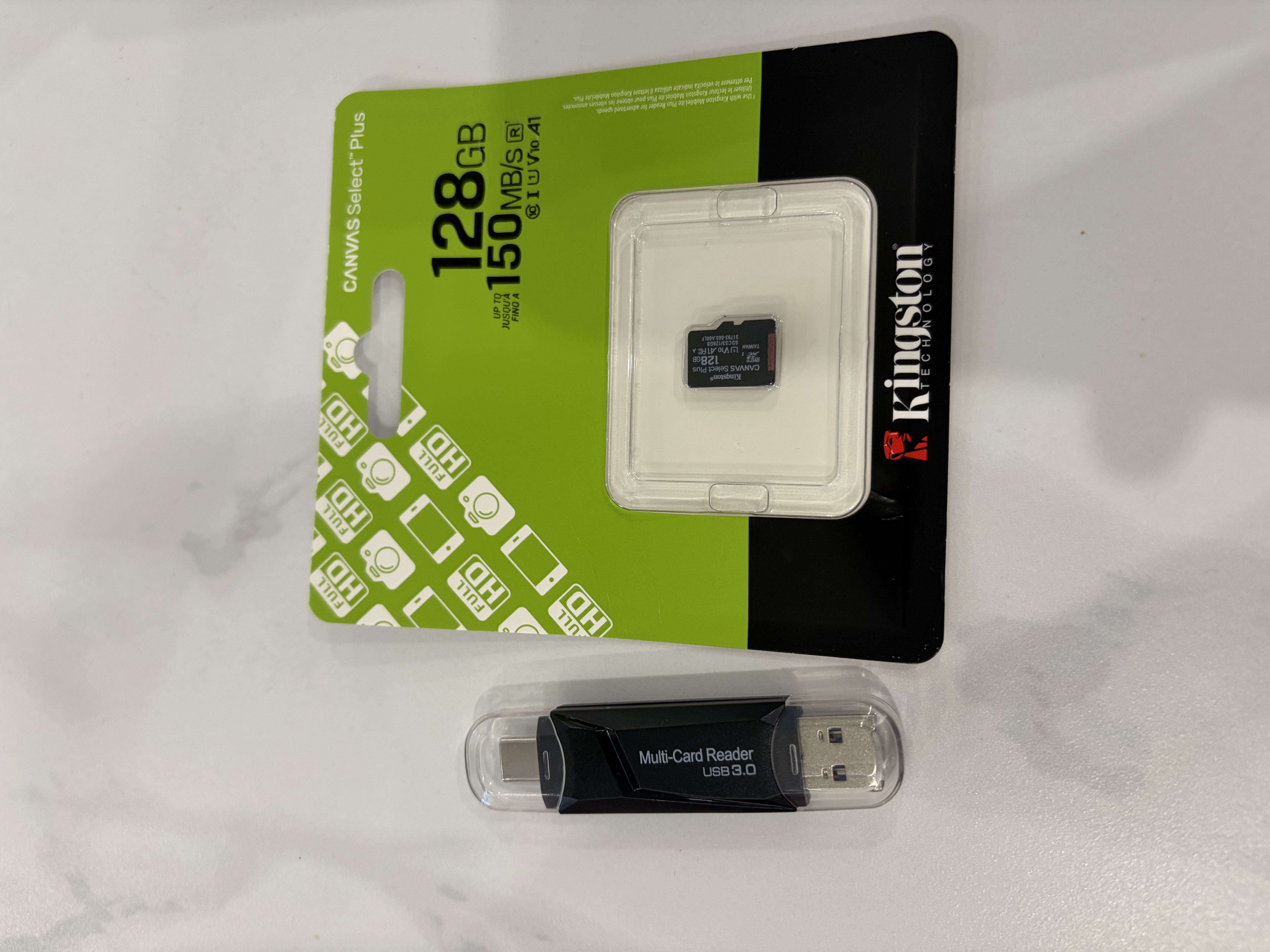 金士顿（Kingston）TF卡 行车记录仪内存卡高速摄像头监控手机存储卡micro sd SDCS3/128GB+双接口USB3.0读卡器 实拍图