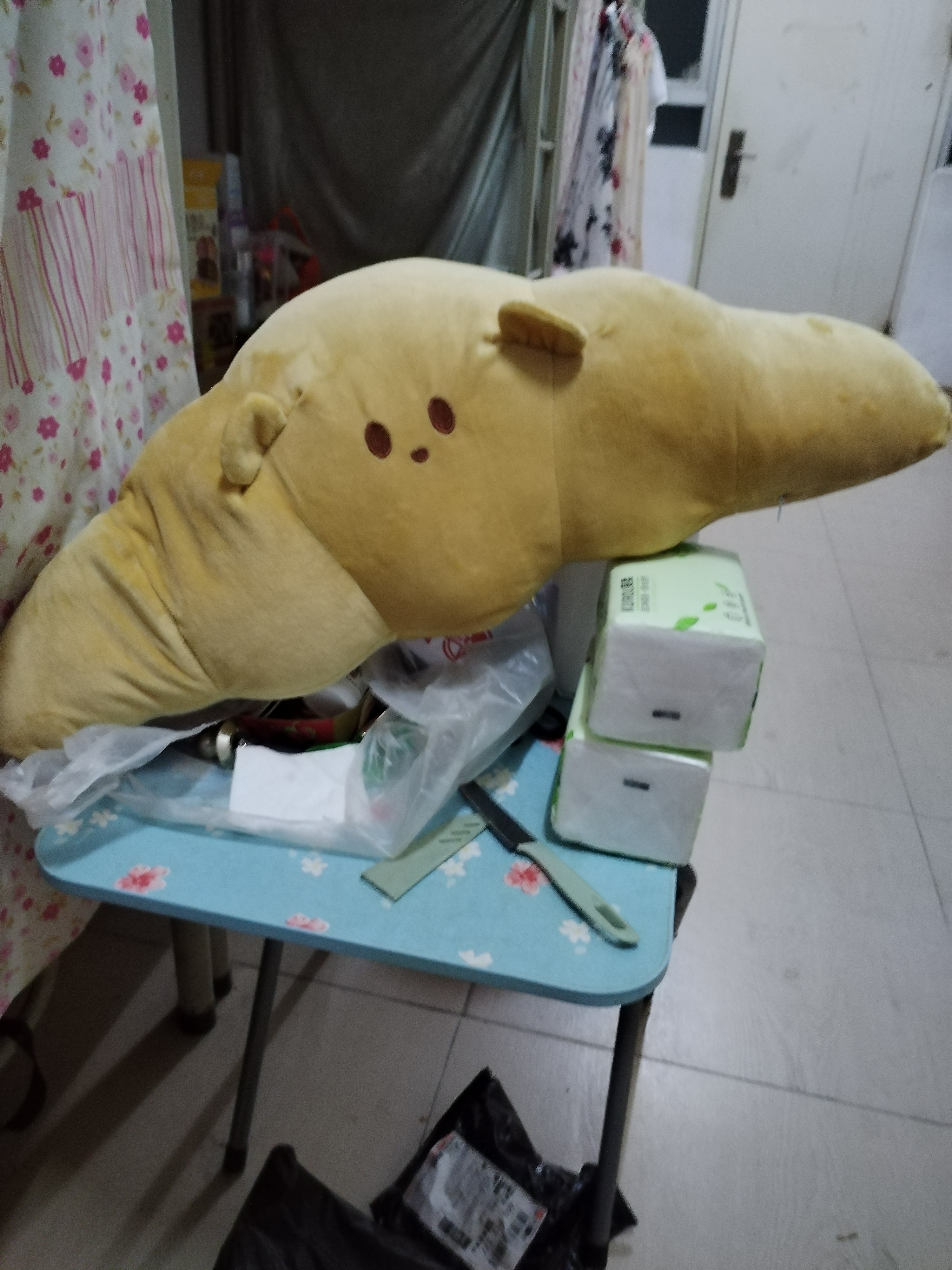 可爱卡皮巴拉趴款毛绒玩具长条床上热狗水豚公仔骨头抱枕生日玩偶 牛角羊抱枕 约60cm大抱枕 实拍图