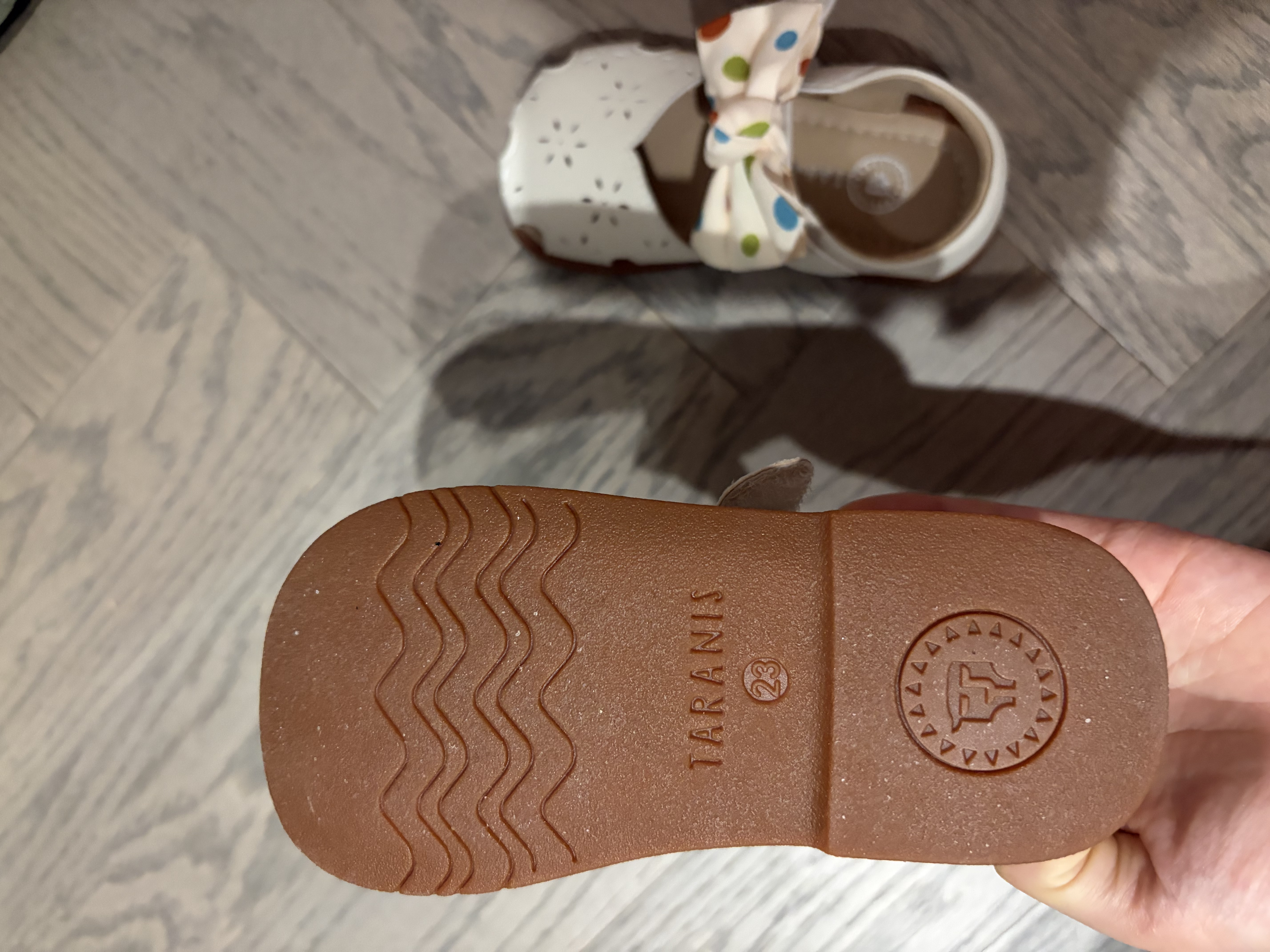 泰兰尼斯夏季新款儿童凉鞋波点蝴蝶结包头凉鞋防滑软底女宝宝鞋子白色23码 实拍图