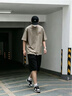 名创优品（MINISO）纯棉短袖男夏季男士t恤百搭潮流休闲长袖男款重磅220G复古半截袖 【220G精梳棉短袖】沙色(记忆便签胸标) L /175(售后专业有保障) 实拍图