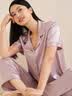 金三塔真丝睡衣女100%桑蚕丝宽松舒适短袖长裤丝绸睡衣家居服情人节礼物 香妃色 (16姆米真丝)需要礼盒联系客服 L 实拍图