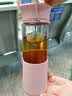 MiGo 玻璃杯女士水杯花茶杯泡茶杯子随手杯带硅胶杯套 带提绳 情侣杯 500ML早樱粉 500ml 实拍图