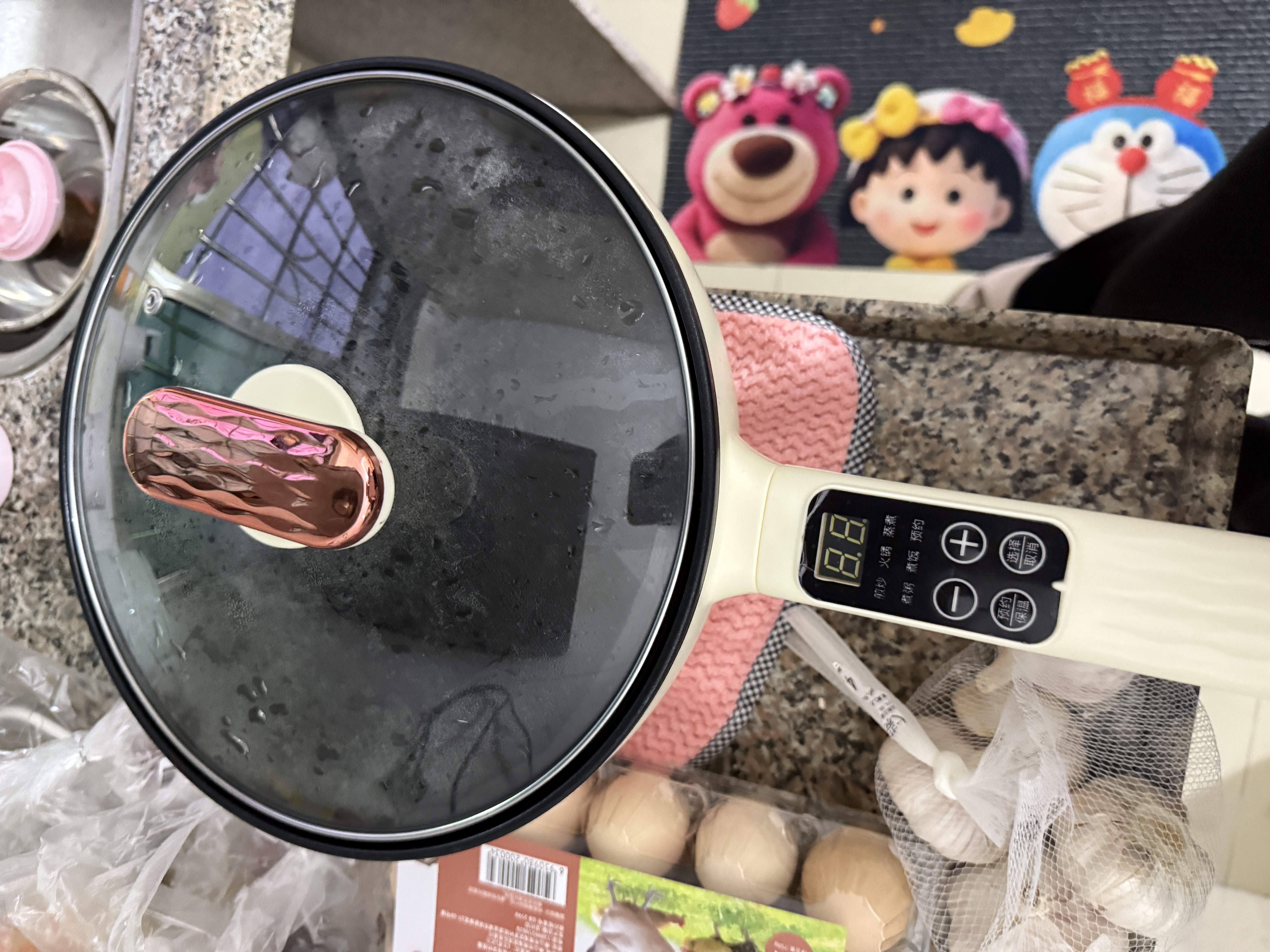 牧利派电炒锅炒菜电煮锅电火锅多功能家用电热锅多用途锅不粘锅一锅多用蒸煮煎炒一体锅小家电料理锅插电 米白色-电炒锅不粘锅 带木铲【配加长电线】 特厚款4.5升 智能款+蒸笼 3-5人 实拍图