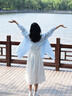 茵曼莱赛尔天丝女装轻薄衬衫2026夏季新品衬衣上衣 经典款-浅蓝色 S 实拍图